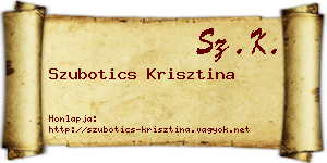 Szubotics Krisztina névjegykártya